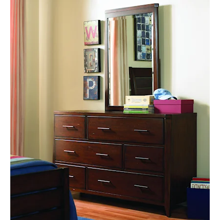 6 Drawer Dresser with Vertical Mirror